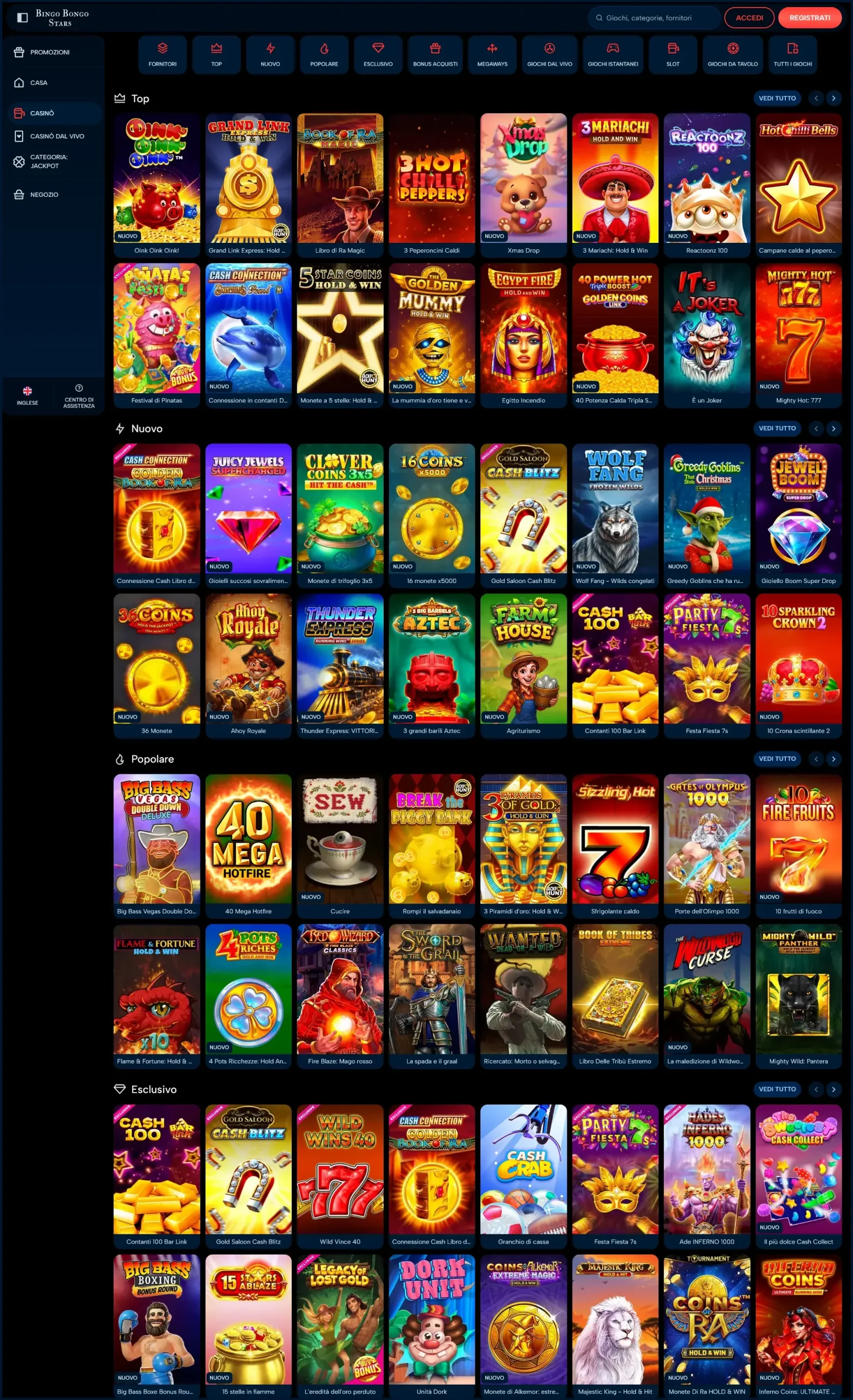 Le migliori slot del casinò Bingo Bongo Stars Casino– popolari e affidabili